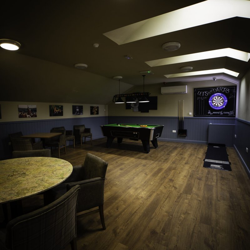 Wide table pool and darts